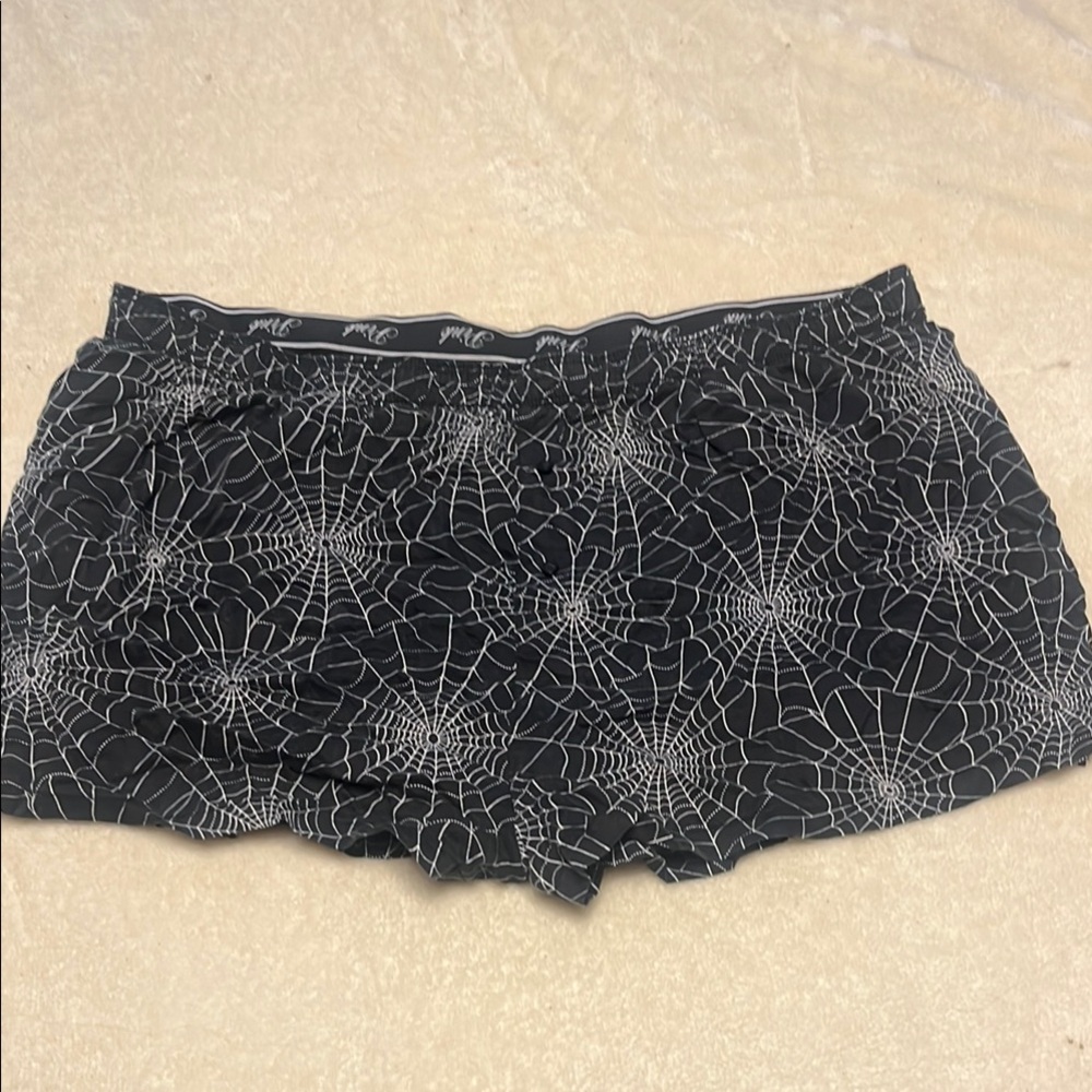 Black Spider Web Women's Sleep Shorts - PINK XXL